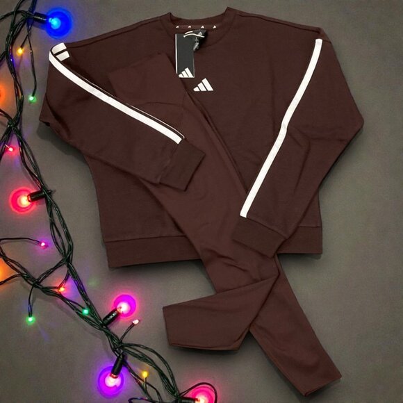 NWT adidas 2 pc outfit in CHOCOLATE brown womens size L large new with tags - Picture 5 of 6